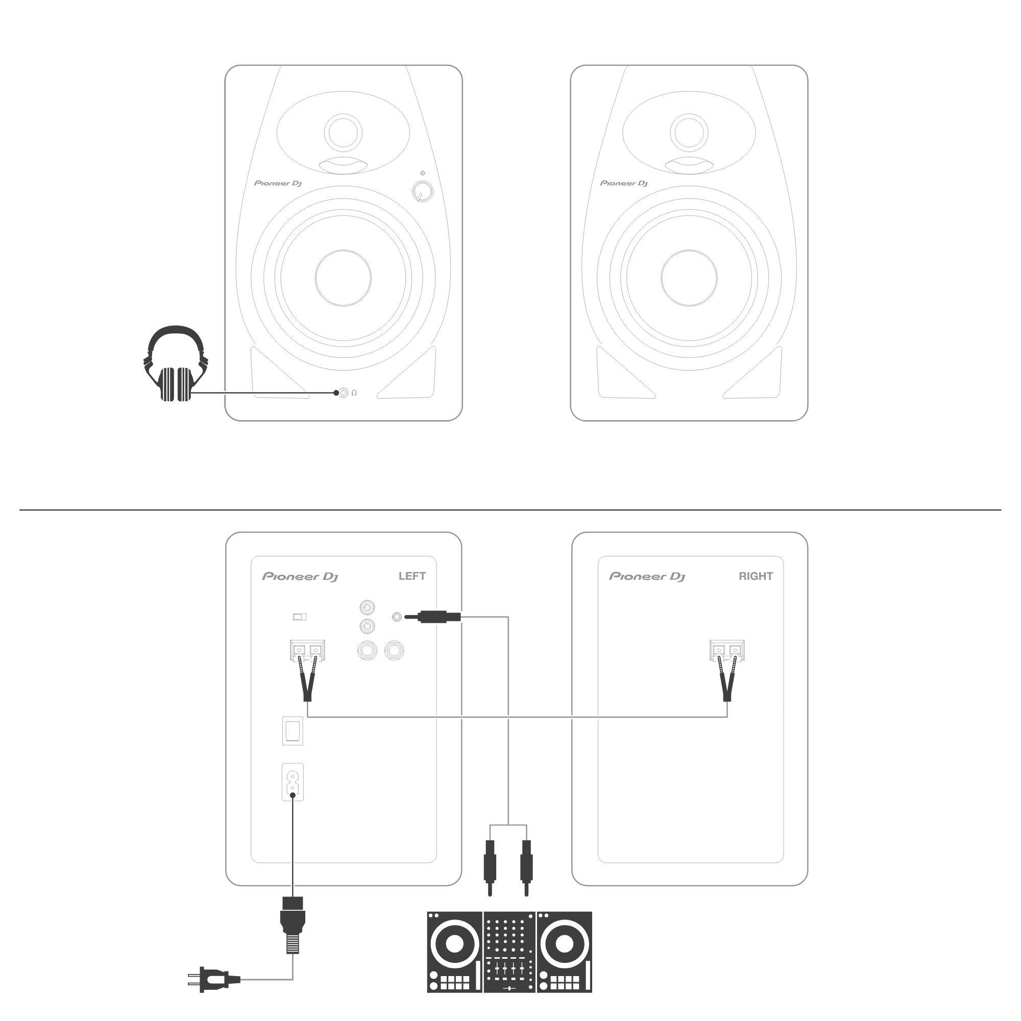 Pioneer DJ DJ-monitorkõlarid DM-50D ühendamine
