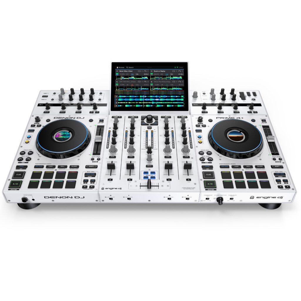 Denon DJ standalone DJ-kontroller PRIME4+W, valge eest nurga alt