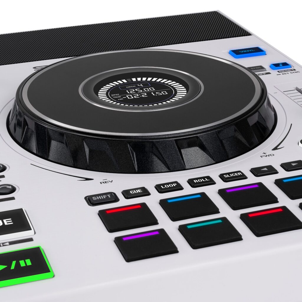 Denon DJ standalone DJ-kontroller SC LIVE 4W, valge, Jog-ketas lähedalt