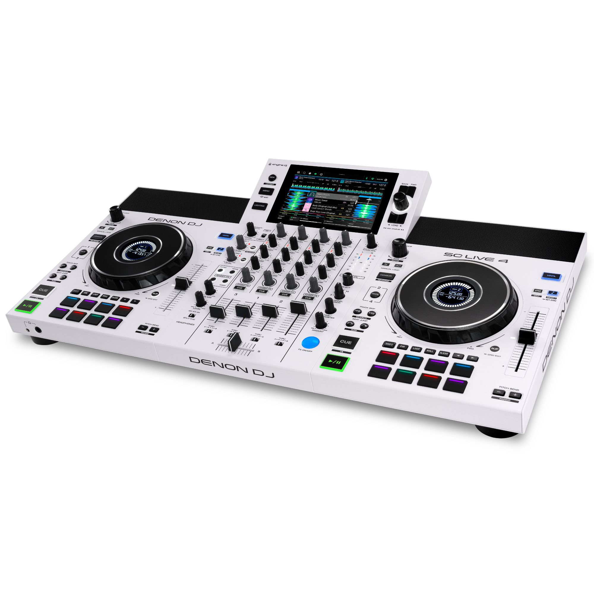 Denon DJ standalone DJ-kontroller SC LIVE 4W, valge, nurgaalt 2