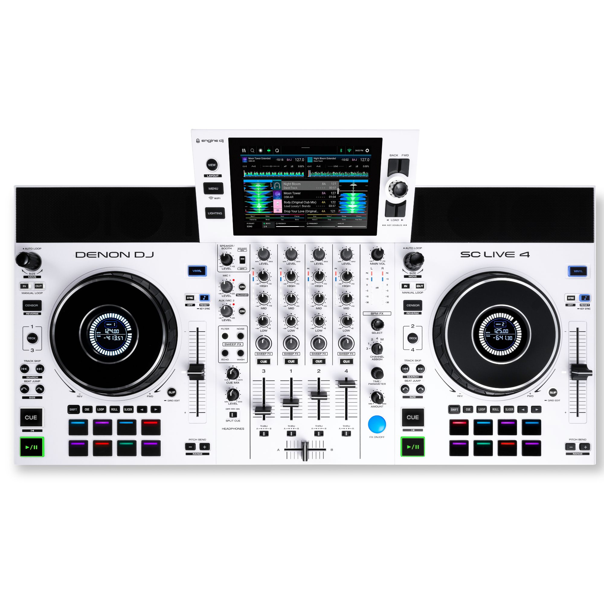 Denon DJ standalone DJ-kontroller SC LIVE 4W, valge, pealtvaates