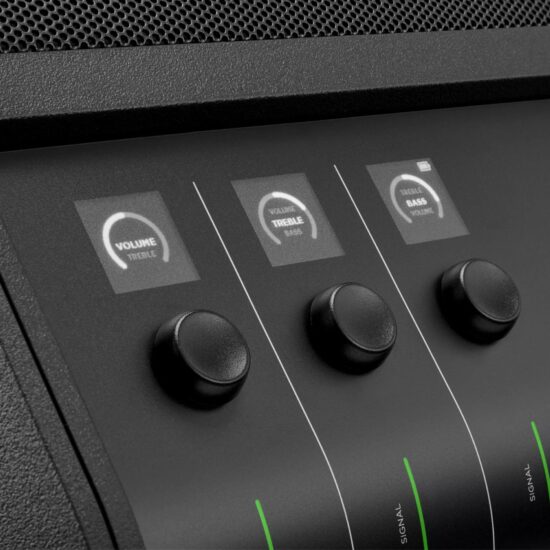Bose S1 Pro+ akuga aktiivkõlari mikser lähedalt